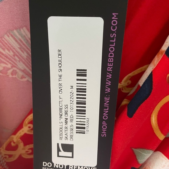 RebDolls Red Floral Skater Dress NWT size M - Picture 5 of 5